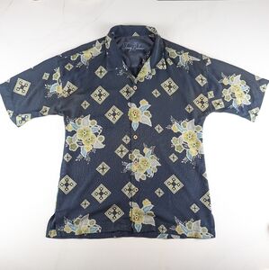 Tommy Bahama Mens 2XL XXL All Over Print Floral Short Sleeve 100% Silk Shirt EUC